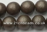 CSB2513 15.5 inches 10mm round matte wrinkled shell pearl beads