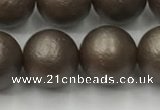 CSB2515 15.5 inches 14mm round matte wrinkled shell pearl beads