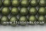 CSB2520 15.5 inches 4mm round matte wrinkled shell pearl beads