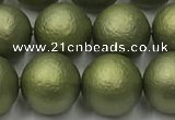 CSB2524 15.5 inches 12mm round matte wrinkled shell pearl beads