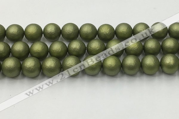 CSB2526 15.5 inches 16mm round matte wrinkled shell pearl beads