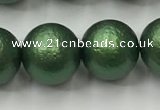 CSB2545 15.5 inches 14mm round matte wrinkled shell pearl beads