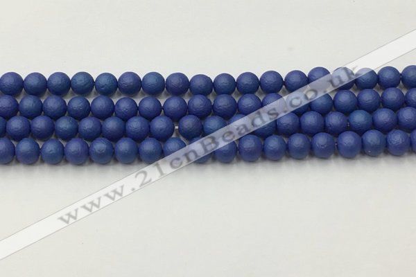 CSB2570 15.5 inches 4mm round matte wrinkled shell pearl beads