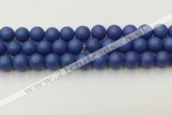 CSB2574 15.5 inches 12mm round matte wrinkled shell pearl beads