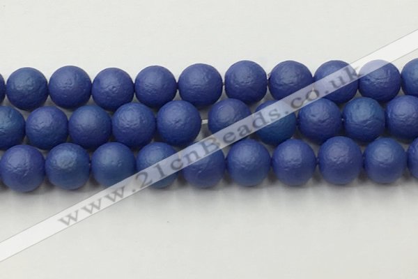 CSB2576 15.5 inches 16mm round matte wrinkled shell pearl beads