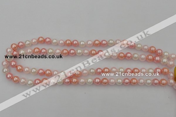 CSB302 15.5 inches 8mm round mixed color shell pearl beads