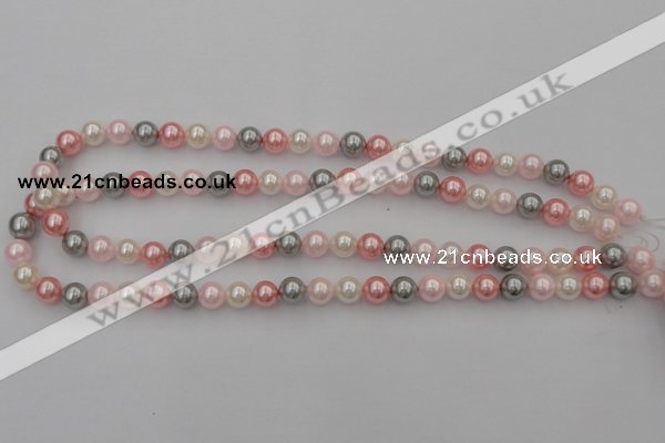 CSB303 15.5 inches 8mm round mixed color shell pearl beads