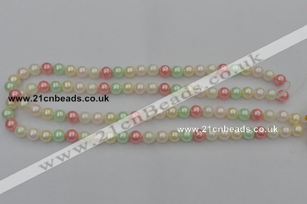 CSB305 15.5 inches 8mm round mixed color shell pearl beads