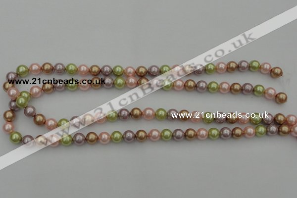 CSB306 15.5 inches 8mm round mixed color shell pearl beads