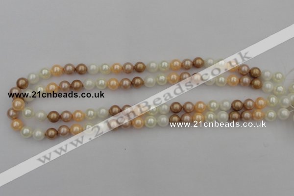 CSB308 15.5 inches 8mm round mixed color shell pearl beads