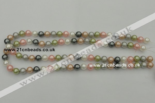 CSB310 15.5 inches 8mm round mixed color shell pearl beads