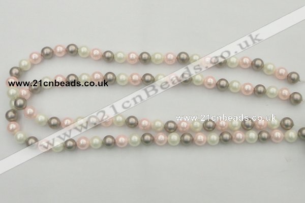 CSB313 15.5 inches 8mm round mixed color shell pearl beads