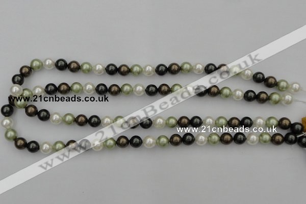 CSB314 15.5 inches 8mm round mixed color shell pearl beads