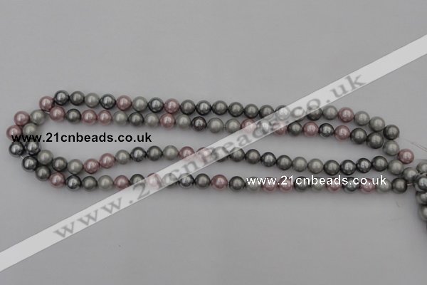 CSB315 15.5 inches 8mm round mixed color shell pearl beads