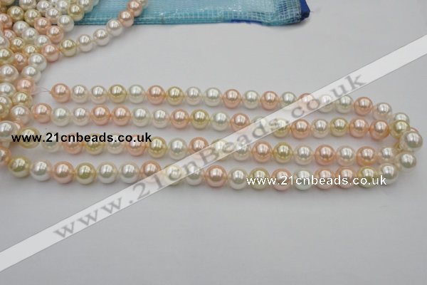 CSB320 15.5 inches 10mm round mixed color shell pearl beads