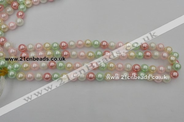 CSB322 15.5 inches 10mm round mixed color shell pearl beads