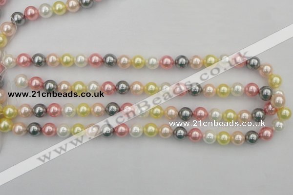 CSB323 15.5 inches 10mm round mixed color shell pearl beads