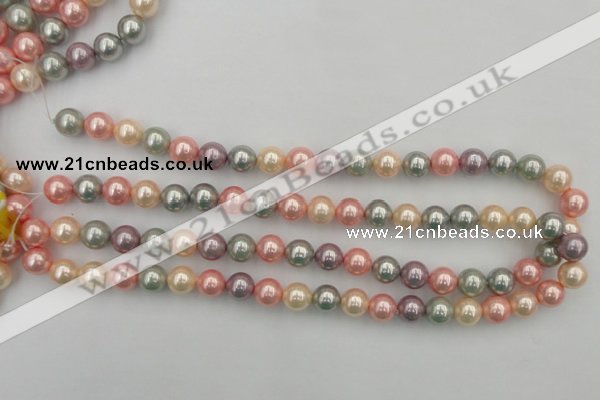 CSB324 15.5 inches 10mm round mixed color shell pearl beads