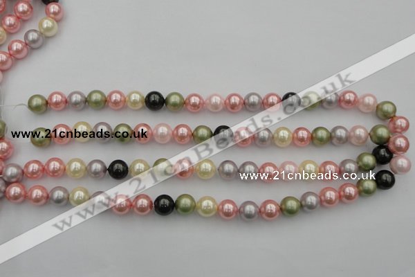 CSB325 15.5 inches 10mm round mixed color shell pearl beads