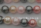 CSB326 15.5 inches 10mm round mixed color shell pearl beads