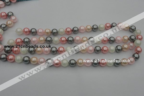 CSB326 15.5 inches 10mm round mixed color shell pearl beads