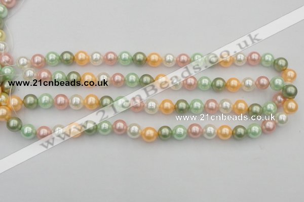 CSB327 15.5 inches 10mm round mixed color shell pearl beads