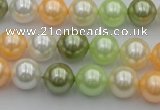 CSB328 15.5 inches 10mm round mixed color shell pearl beads