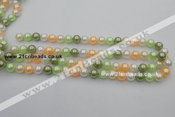 CSB328 15.5 inches 10mm round mixed color shell pearl beads