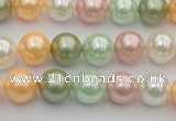 CSB329 15.5 inches 10mm round mixed color shell pearl beads