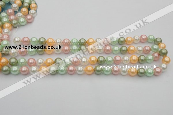 CSB329 15.5 inches 10mm round mixed color shell pearl beads