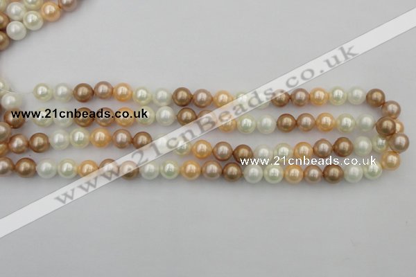 CSB332 15.5 inches 10mm round mixed color shell pearl beads