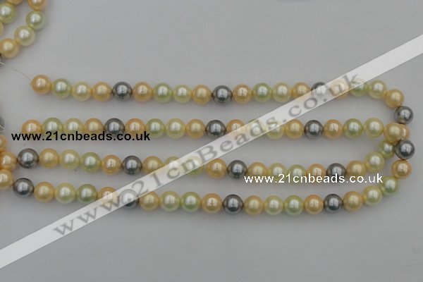 CSB333 15.5 inches 10mm round mixed color shell pearl beads