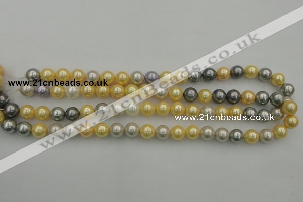 CSB334 15.5 inches 10mm round mixed color shell pearl beads