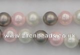 CSB335 15.5 inches 10mm round mixed color shell pearl beads