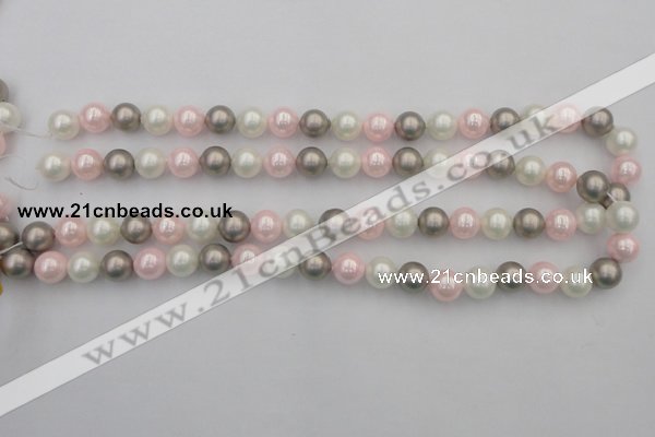 CSB335 15.5 inches 10mm round mixed color shell pearl beads