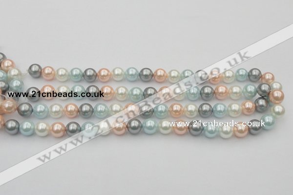 CSB336 15.5 inches 10mm round mixed color shell pearl beads