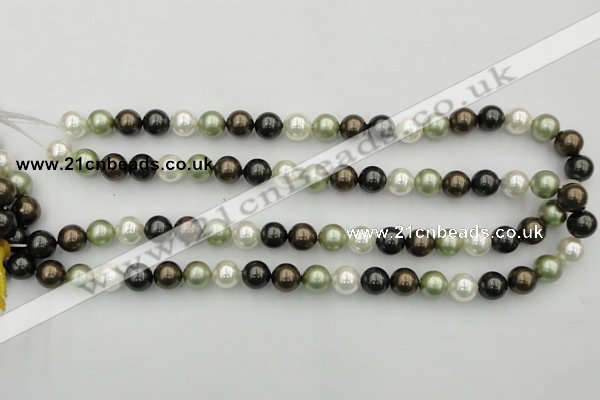 CSB337 15.5 inches 10mm round mixed color shell pearl beads