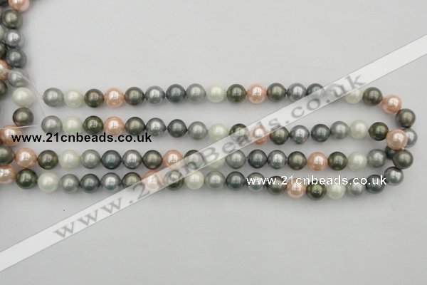 CSB338 15.5 inches 10mm round mixed color shell pearl beads