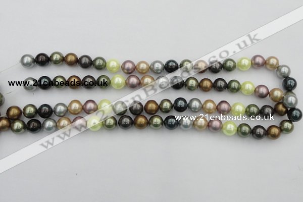 CSB339 15.5 inches 10mm round mixed color shell pearl beads