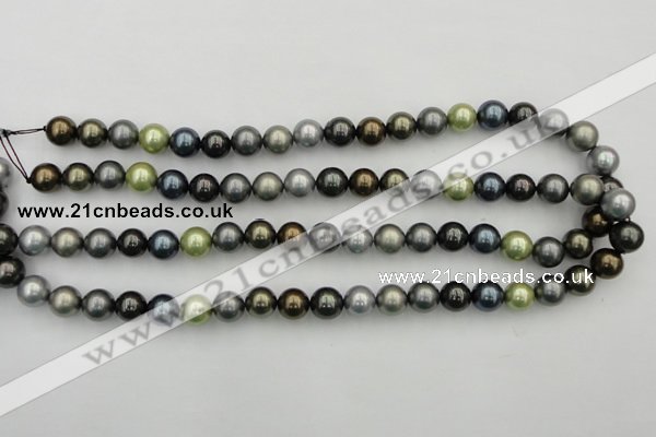 CSB340 15.5 inches 10mm round mixed color shell pearl beads