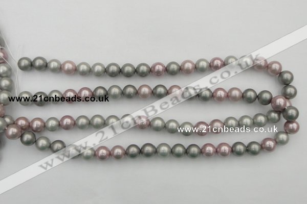 CSB341 15.5 inches 10mm round mixed color shell pearl beads