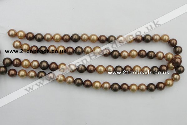 CSB342 15.5 inches 10mm round mixed color shell pearl beads