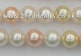 CSB350 15.5 inches 12mm round mixed color shell pearl beads