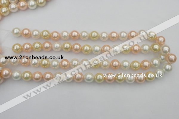 CSB350 15.5 inches 12mm round mixed color shell pearl beads