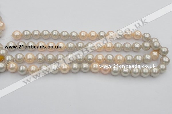 CSB351 15.5 inches 12mm round mixed color shell pearl beads