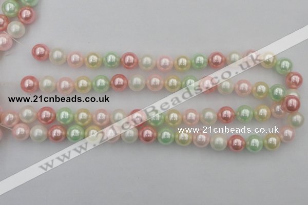 CSB352 15.5 inches 12mm round mixed color shell pearl beads