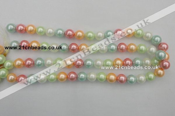 CSB353 15.5 inches 12mm round mixed color shell pearl beads