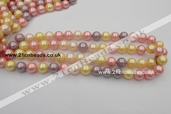 CSB354 15.5 inches 12mm round mixed color shell pearl beads