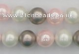 CSB356 15.5 inches 12mm round mixed color shell pearl beads