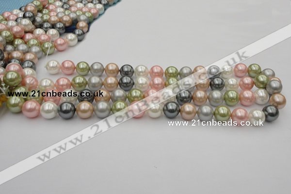 CSB357 15.5 inches 12mm round mixed color shell pearl beads